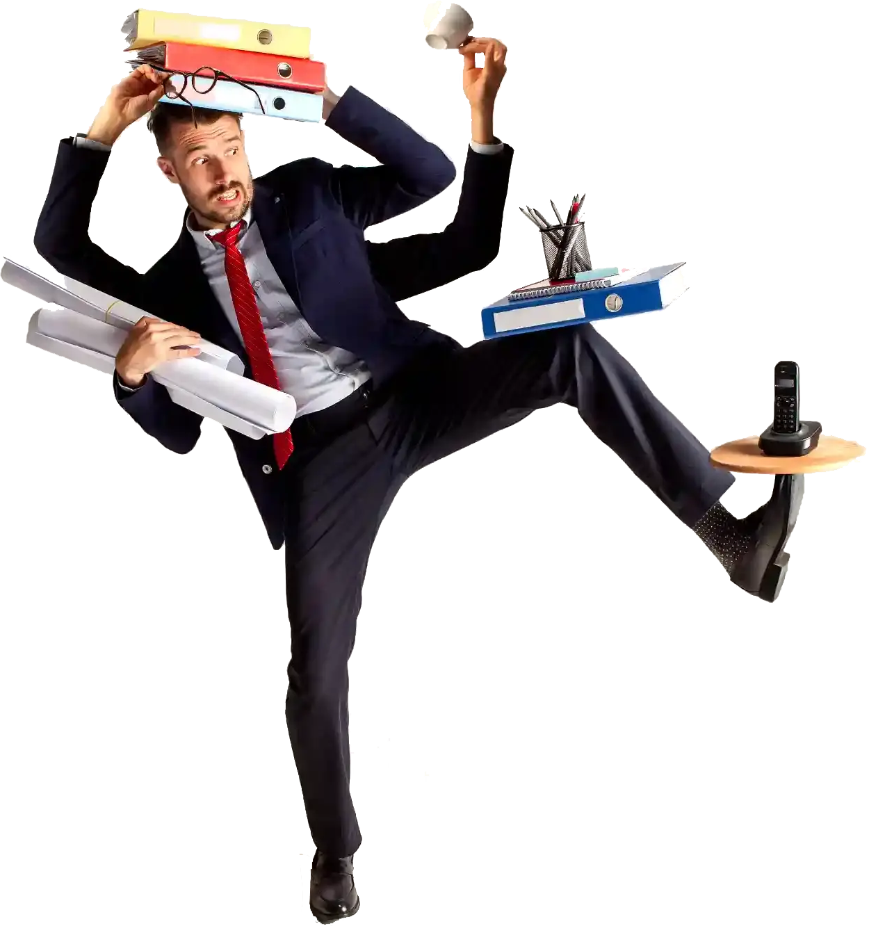 Businessman juggling on white background-1