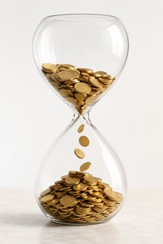 Hourglass with coins