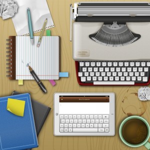 Typewriter and tablet