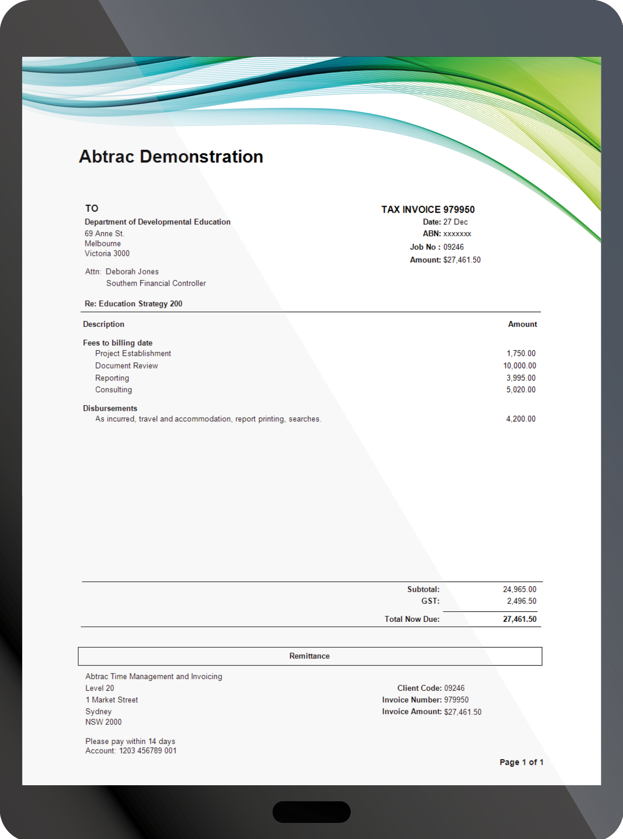 A simple invoice example
