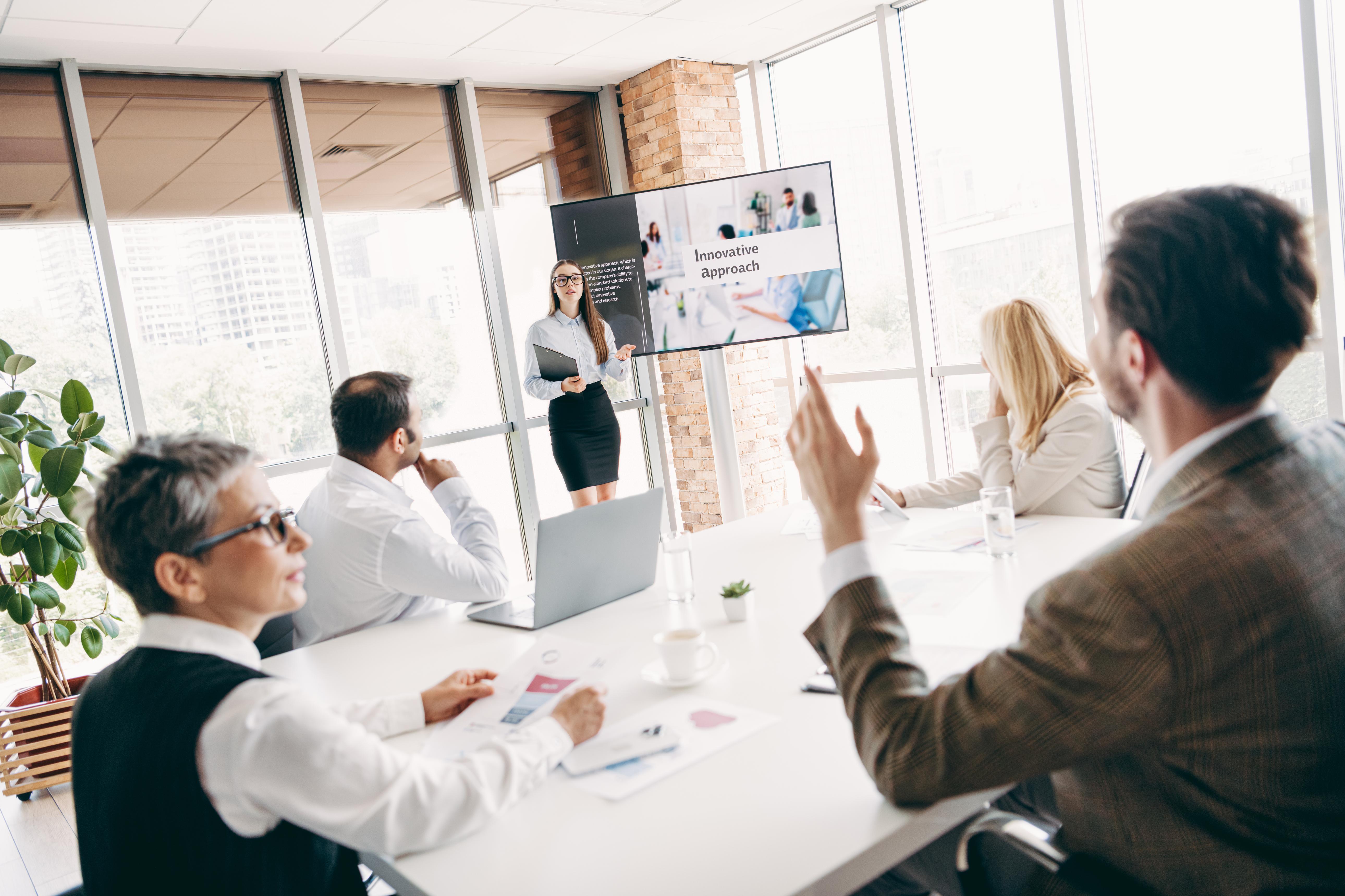 Boardroom meeting and presentation
