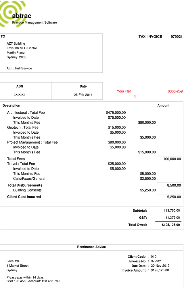 creating invoices in method