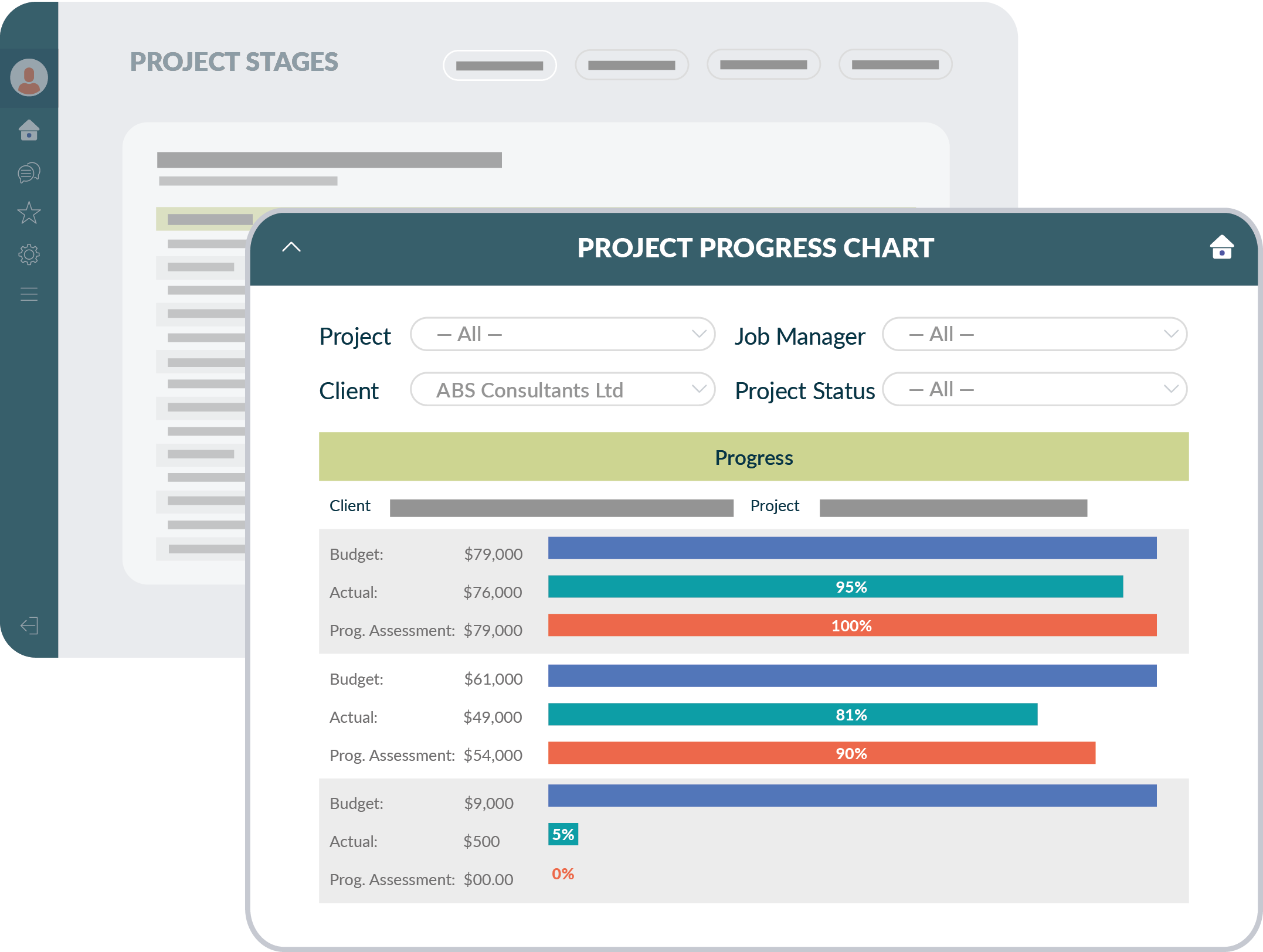Project Management Features - Track progress of job