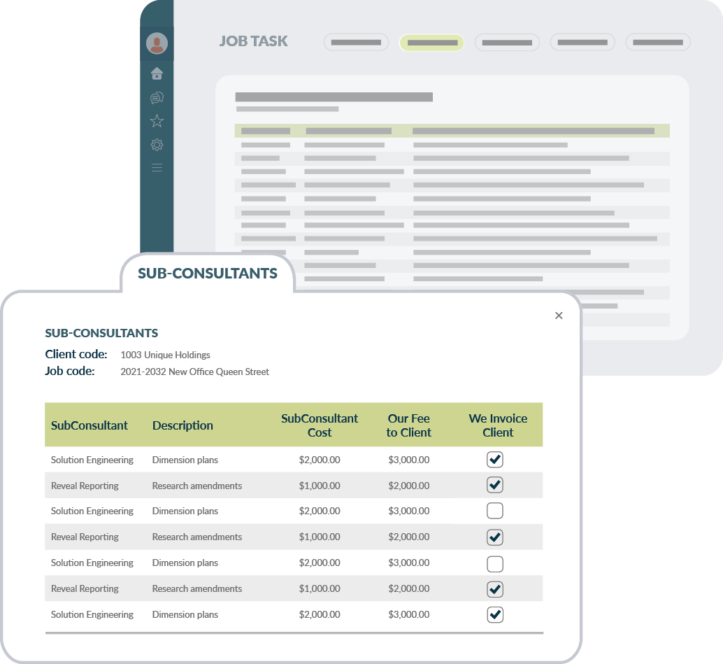 Project Management Features - Sub-consultants